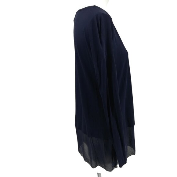 Eileen Fisher 100% Silk Long Sleeve Blue Blouse Size Petite S Sheer Hem Career - Picture 13 of 14